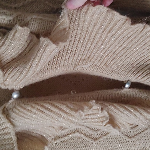 Y2K Textured Open Cardigan Women's S/M Ruffled Collar *Flaw-Button - Picture 6 of 7